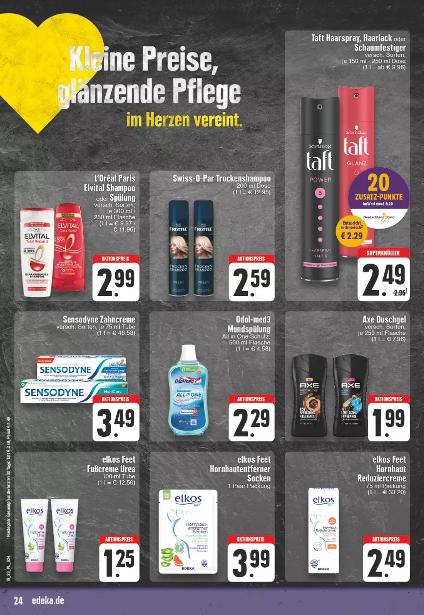 Aktueller Prospekt E Center - Angebote der Woche - von 08.05 bis 13.05.2023 - strona 24 - produkty: arla, axe, axe duschgel, creme, duschgel, eis, elkos, elvital, flasche, Haarlack, haarspray, lack, mundspülung, oder schaumfestiger, persil, reis, schaumfestiger, sensodyne, shampoo, socken, spülung, Taft, tee, Ti, vita, zahncreme, ZTE