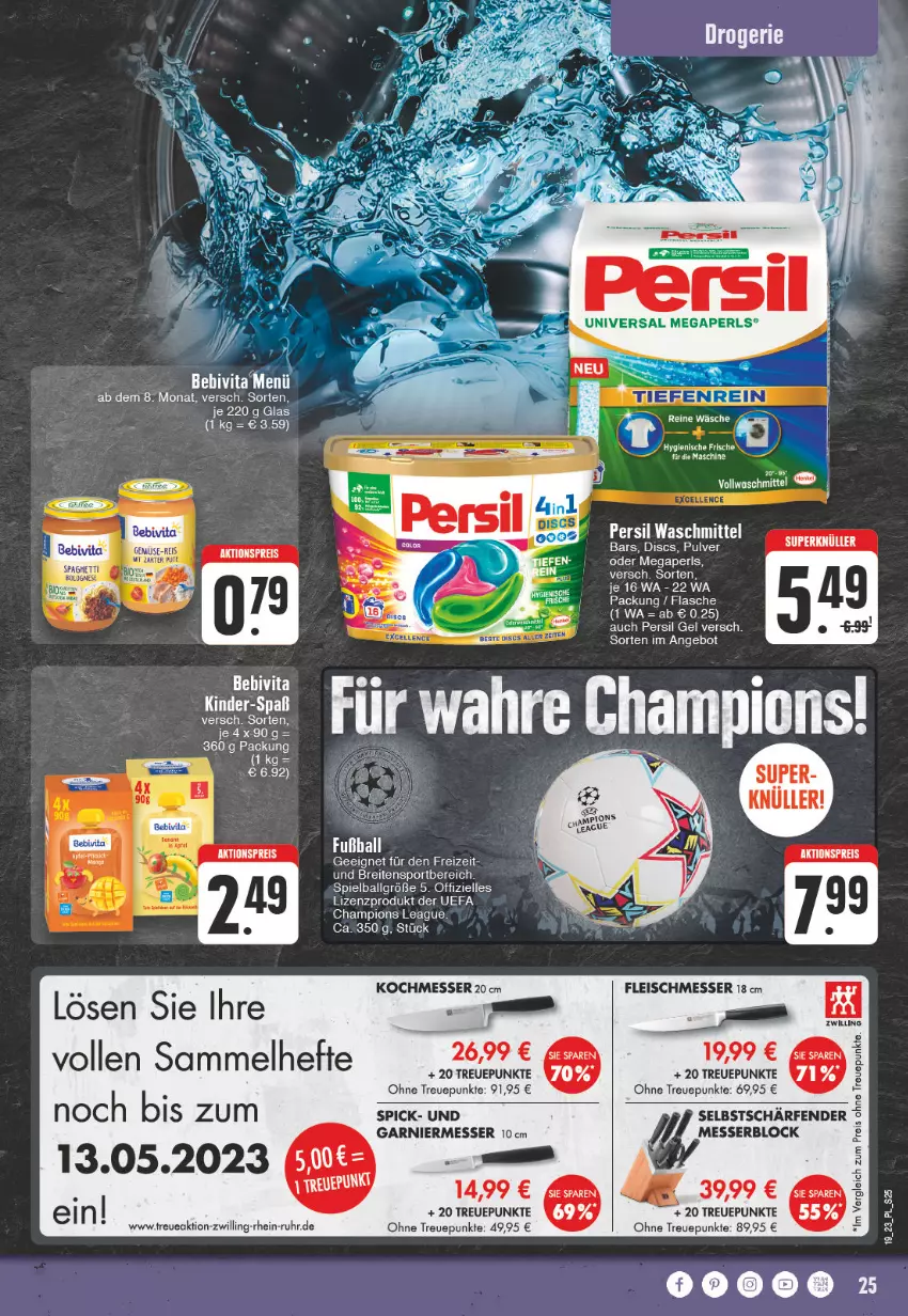 Aktueller Prospekt E Center - Angebote der Woche - von 08.05 bis 13.05.2023 - strona 25 - produkty: aktionspreis, angebot, ball, Brei, champion, eis, elle, flasche, Hefte, Kinder, LG, megaperls, messer, messerblock, persil, reis, Sport, Ti, uhr, universal megaperls, vita