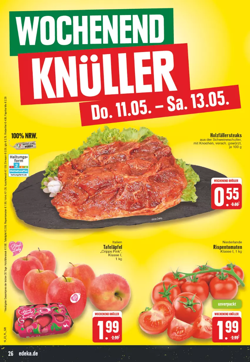 Aktueller Prospekt E Center - Angebote der Woche - von 08.05 bis 13.05.2023 - strona 26 - produkty: ehrmann, filet, gewürz, Holz, holzfällersteaks, Kuschelweich, paprika, rind, rinder, rinderfilet, rispentomaten, schwein, schweine, steak, steaks, tafeläpfel, tomate, tomaten, volvic, wein, weine