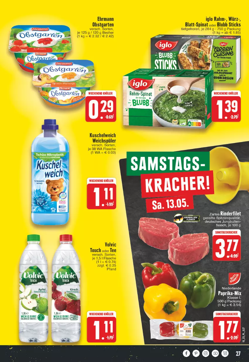 Aktueller Prospekt E Center - Angebote der Woche - von 08.05 bis 13.05.2023 - strona 27 - produkty: eis, fleisch, jungbullen, kracher, paprika, spinat, Ti