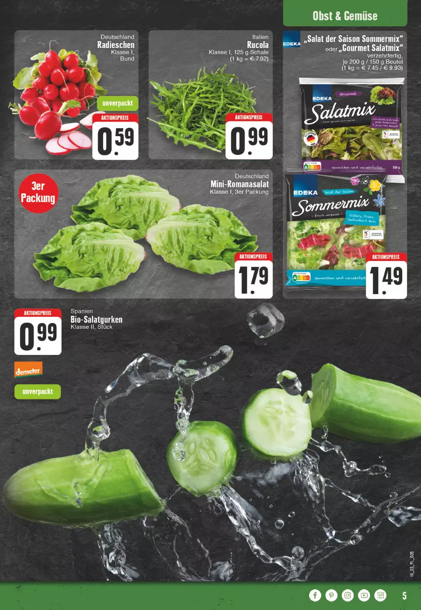 Aktueller Prospekt E Center - Angebote der Woche - von 08.05 bis 13.05.2023 - strona 5 - produkty: beutel, bio, gurke, gurken, obst, radieschen, Romanasalat, salat, Salatgurke, salatgurken, tee, Ti