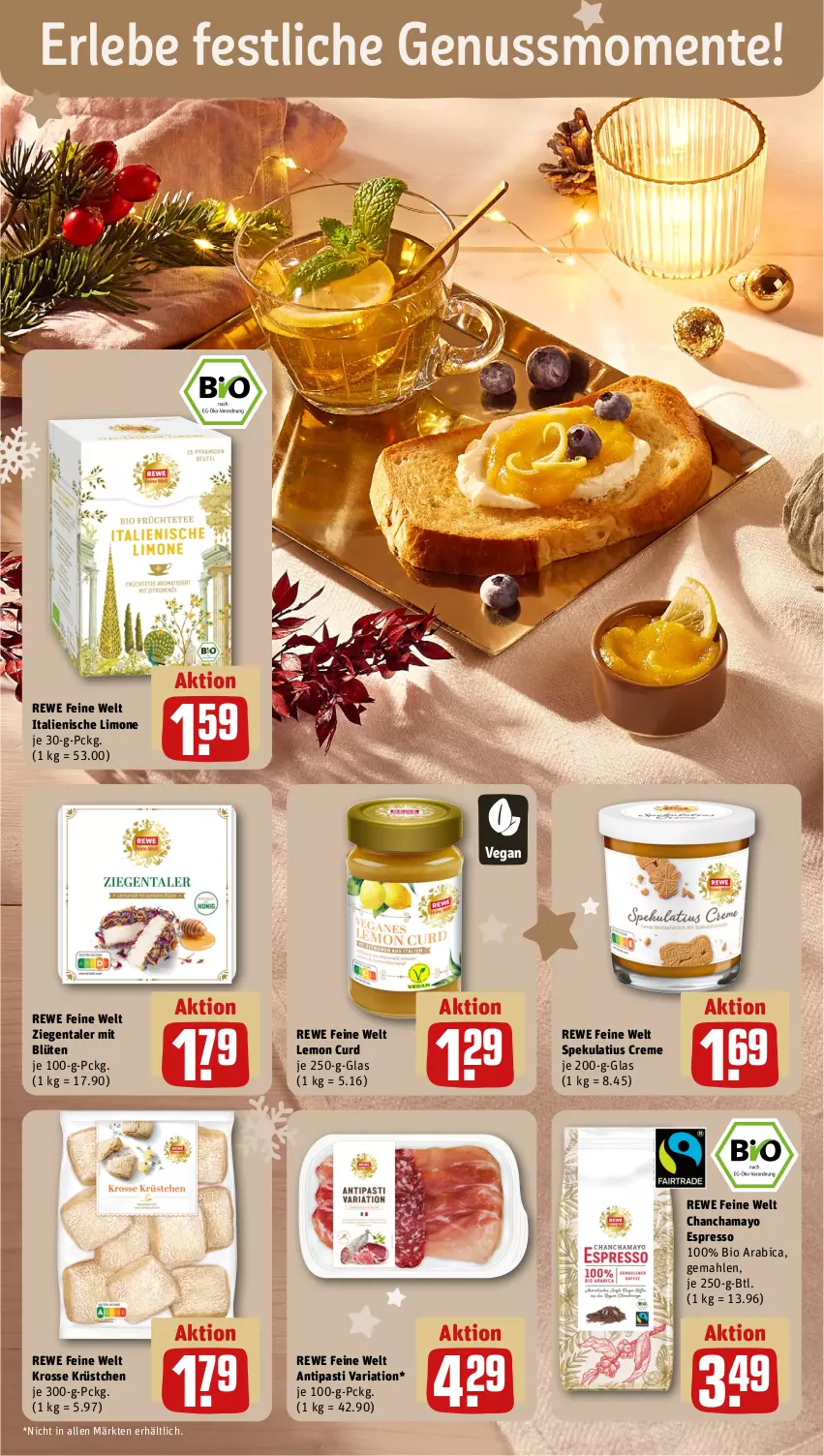 Aktueller Prospekt Rewe - Prospekte - von 18.12 bis 23.12.2023 - strona 16 - produkty: antipasti, asti, bio, Blüte, creme, ente, espresso, hama, limo, nuss, rewe feine welt, Ria, Ti, Yo