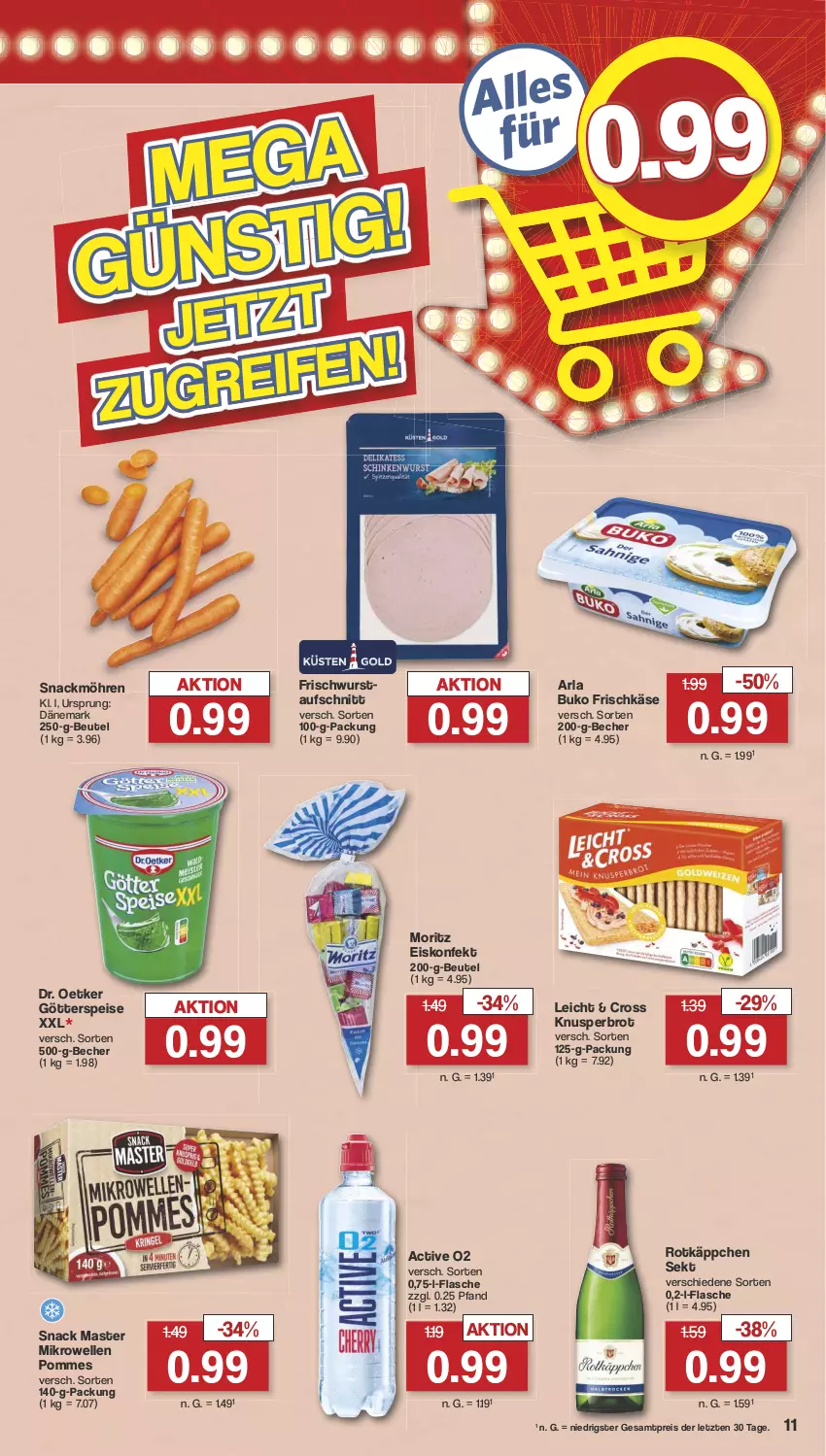 Aktueller Prospekt Famila - Prospekte - von 05.08 bis 10.08.2024 - strona 14 - produkty: arla, arla buko, aufschnitt, Becher, beutel, brot, Buko, Dr. Oetker, eis, eiskonfekt, elle, flasche, frischkäse, götterspeise, Käse, mikrowelle, möhren, pommes, reis, rotkäppchen, sekt, snack, Ti, wurst, ZTE