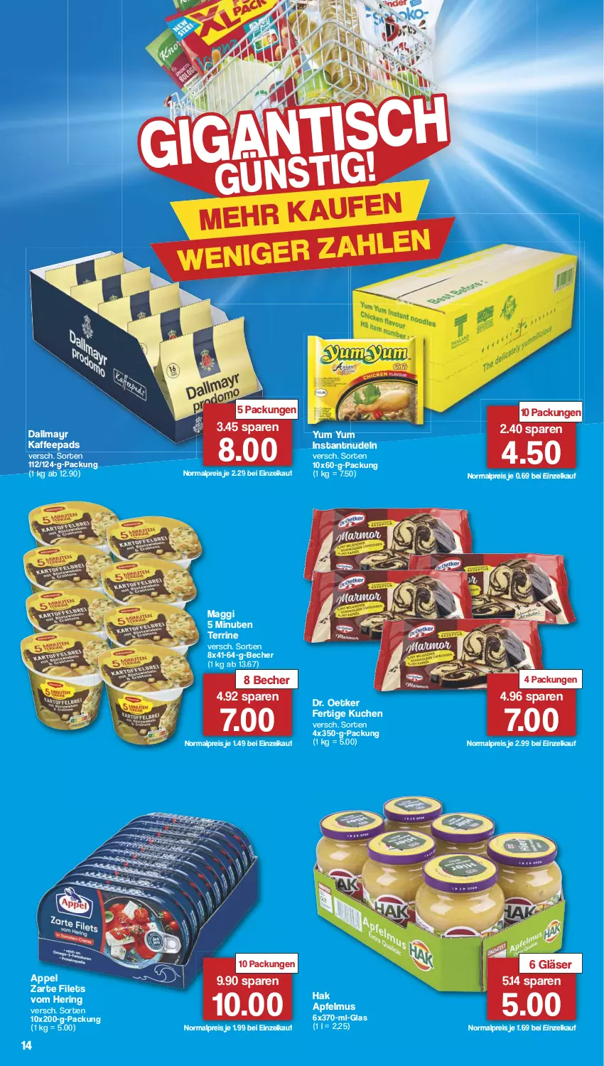 Aktueller Prospekt Famila - Prospekte - von 05.08 bis 10.08.2024 - strona 17 - produkty: apfel, apfelmus, Becher, dallmayr, Dr. Oetker, eis, filet, filets, Gläser, hering, kaffee, kaffeepads, kuchen, maggi, nudel, nudeln, reis, ring, terrine, Ti, Yum Yum