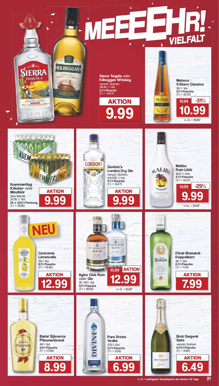 Aktueller Prospekt Famila - Prospekte - von 05.08 bis 10.08.2024 - strona 24 - produkty: Bad, bismarck, brut, brut dargent, decke, doppelkorn, dry gin, eis, flasche, getränk, getränke, gin, gordon, Gordon’s, kilbeggan, korn, kräuter, kuemmerling, likör, limo, london dry, london dry gin, Malibu, merl, Metaxa, pflaume, pflaumen, reis, rum, sekt, Sierra, sierra tequila, sim, tequila, Ti, vodka, whiskey, würfel, ZTE