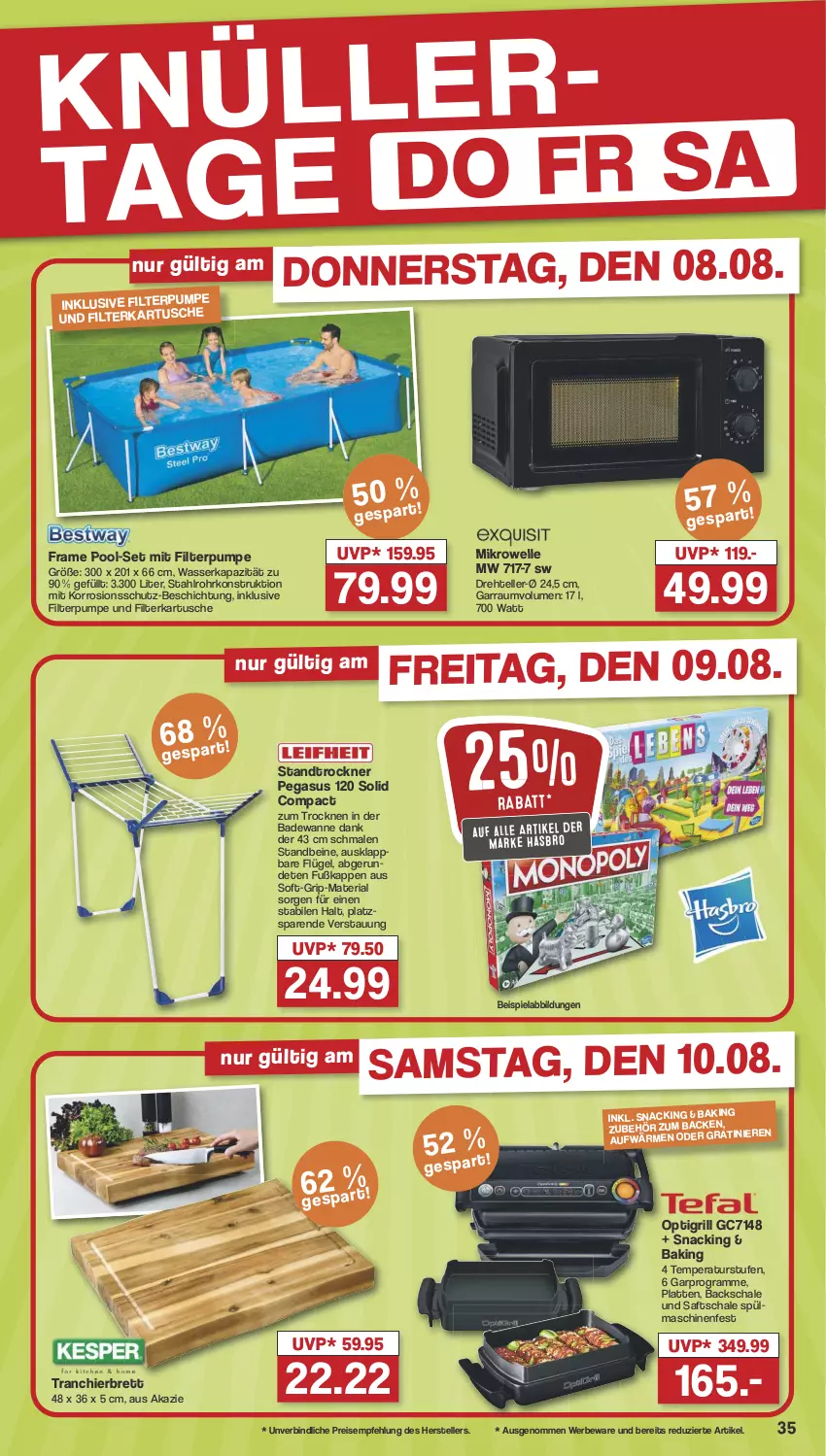 Aktueller Prospekt Famila - Prospekte - von 05.08 bis 10.08.2024 - strona 38 - produkty: asus, Bad, Badewanne, beispielabbildung, decke, eis, elle, garraum, grill, Hasbro, kräuter, kräutern, latte, mikrowelle, pool, reis, Ria, saft, Schal, Schale, snack, spülmaschinen, teller, Ti, Tranchierbrett, Trockner, Wanne, wasser