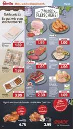 Gazetka promocyjna Famila - Prospekte - Gazetka - ważna od 10.08 do 10.08.2024 - strona 6 - produkty: axe, braten, brot, eintopf, eis, Geflügel, gewürz, grill, grillhähnchen, grillhaxe, Haxe, Käse, kochschinken, leberwurst, mac, Meister, Mett, metten, Mettenden, natur, olive, oliven, paprika, pute, putenbrust, Rauch, reis, rwe, salami, schinken, schinkenwurst, schwein, schweine, schweinebraten, snack, snacks, Speck, Sport, südtiroler, Ti, topf, wein, weine, wurst