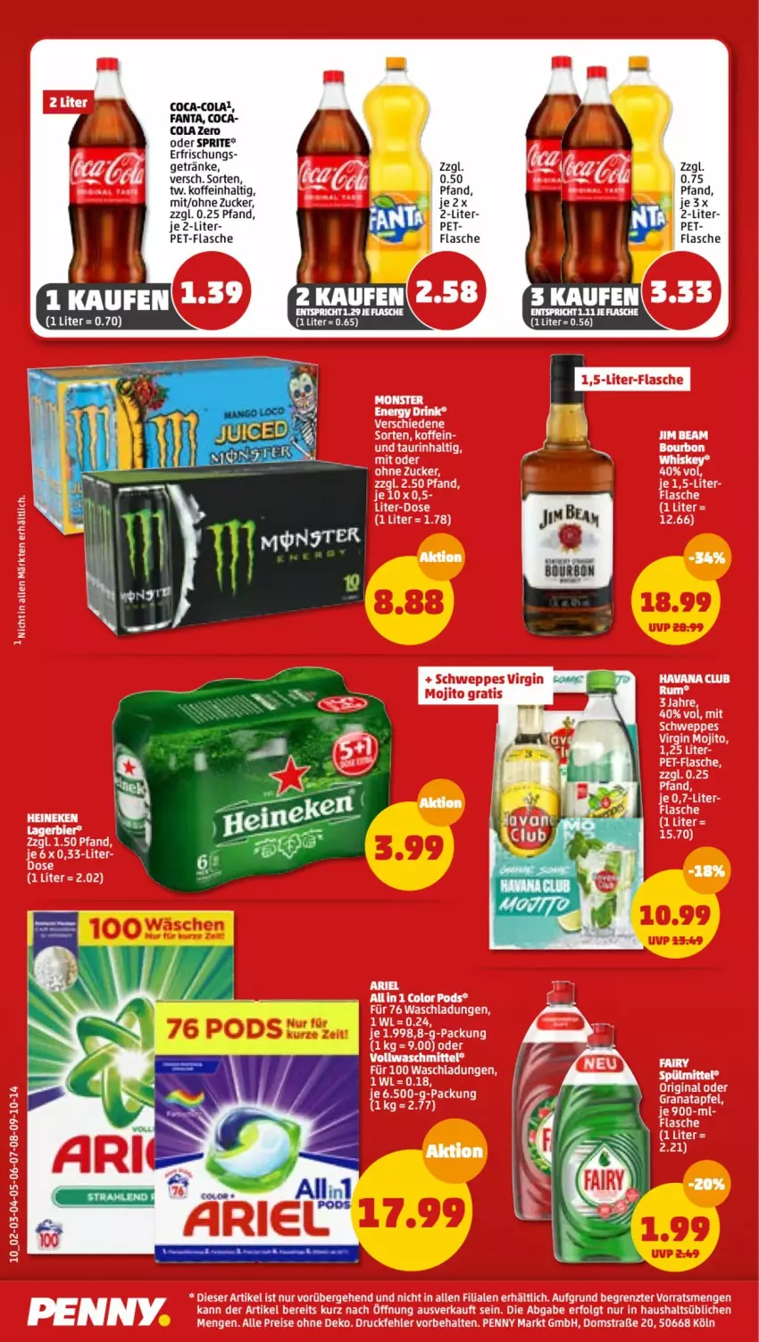 Aktueller Prospekt Penny - Prospekte - von 27.06 bis 02.07.2022 - strona 10 - produkty: bourbon, coca-cola, cola, fanta, flasche, getränk, getränke, oder sprite, pet-flasche, sprite, Ti, zucker