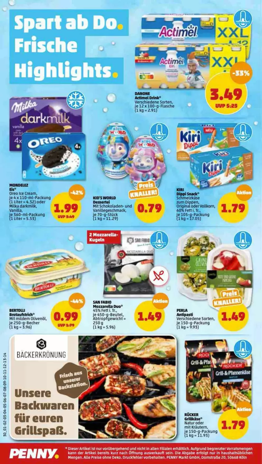 Aktueller Prospekt Penny - Prospekte - von 27.06 bis 02.07.2022 - strona 30 - produkty: antipasti, asti, aufstrich, backwaren, Becher, bertolli, beutel, bio, brot, brotaufstrich, dessert, dip, eis, flasche, gin, grill, Grillkäse, Käse, korn, kräuter, kräutern, LG, milka, mozzarella, natur, olive, oliven, olivenöl, oreo, perla, reis, rel, schoko, schokolade, schokoladen, Ti, vanille, ZTE