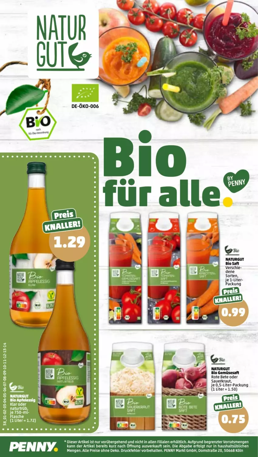 Aktueller Prospekt Penny - Prospekte - von 27.06 bis 02.07.2022 - strona 38 - produkty: apfel, auer, bio, bio gemüse, eis, flasche, Kraut, LG, natur, reis, rote bete, saft, Sauerkraut, Ti, ZTE