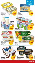 Gazetka promocyjna Penny - Prospekte - Gazetka - ważna od 02.07 do 02.07.2022 - strona 7 - produkty: activia, almighur, almighurt, becel, Becher, butter, cerealien, danone, danone activia, ehrmann, flasche, frischli, frucht, Grießpudding, je 250-g-packung, joghur, joghurt, kaffee, leckermäulchen, margarine, meggle, milch, monte, pudding, quark, salz, schoko, Ti