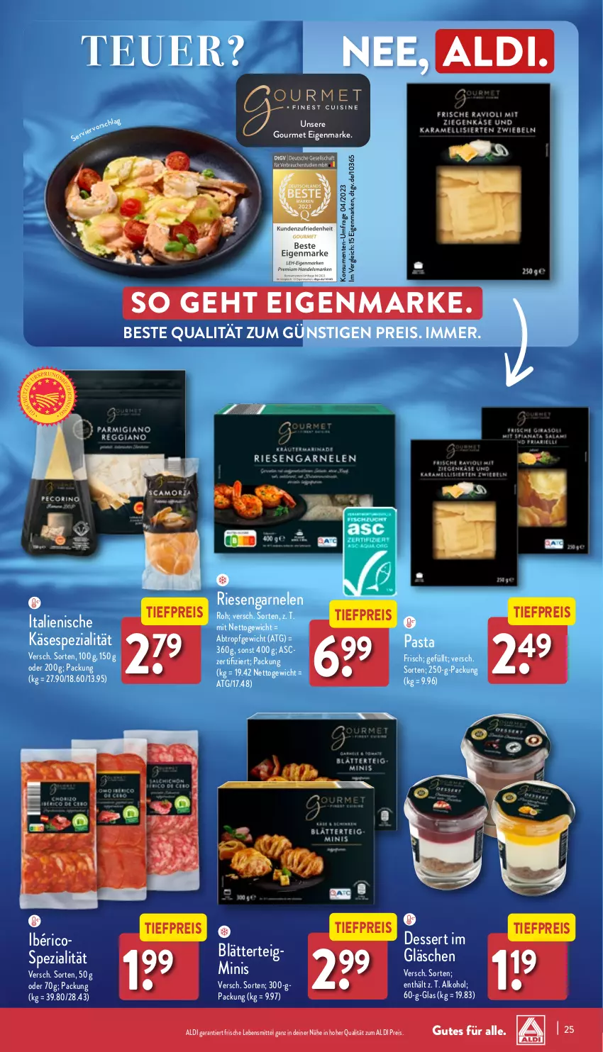 Aktueller Prospekt Aldi Nord - Von Montag - von 26.02 bis 02.03.2024 - strona 25 - produkty: aldi, alkohol, blätterteig, dessert, eis, ente, garnelen, Käse, lebensmittel, pasta, reis, riesengarnelen, Spezi, Ti, tiefpreis