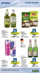 Gazetka promocyjna Metro - App Deals - Gazetka - ważna od 26.04 do 26.04.2025 - strona 2 - produkty: coupon, drink, energy drink, flasche, getränk, getränke, gin, kaffee, melitta, Metro, metro gastro, mumm, olive, oliven, olivenöl, olivenöl extra, Palette, perlen, red bull, röstkaffee, schwein, sekt, Ti, wein