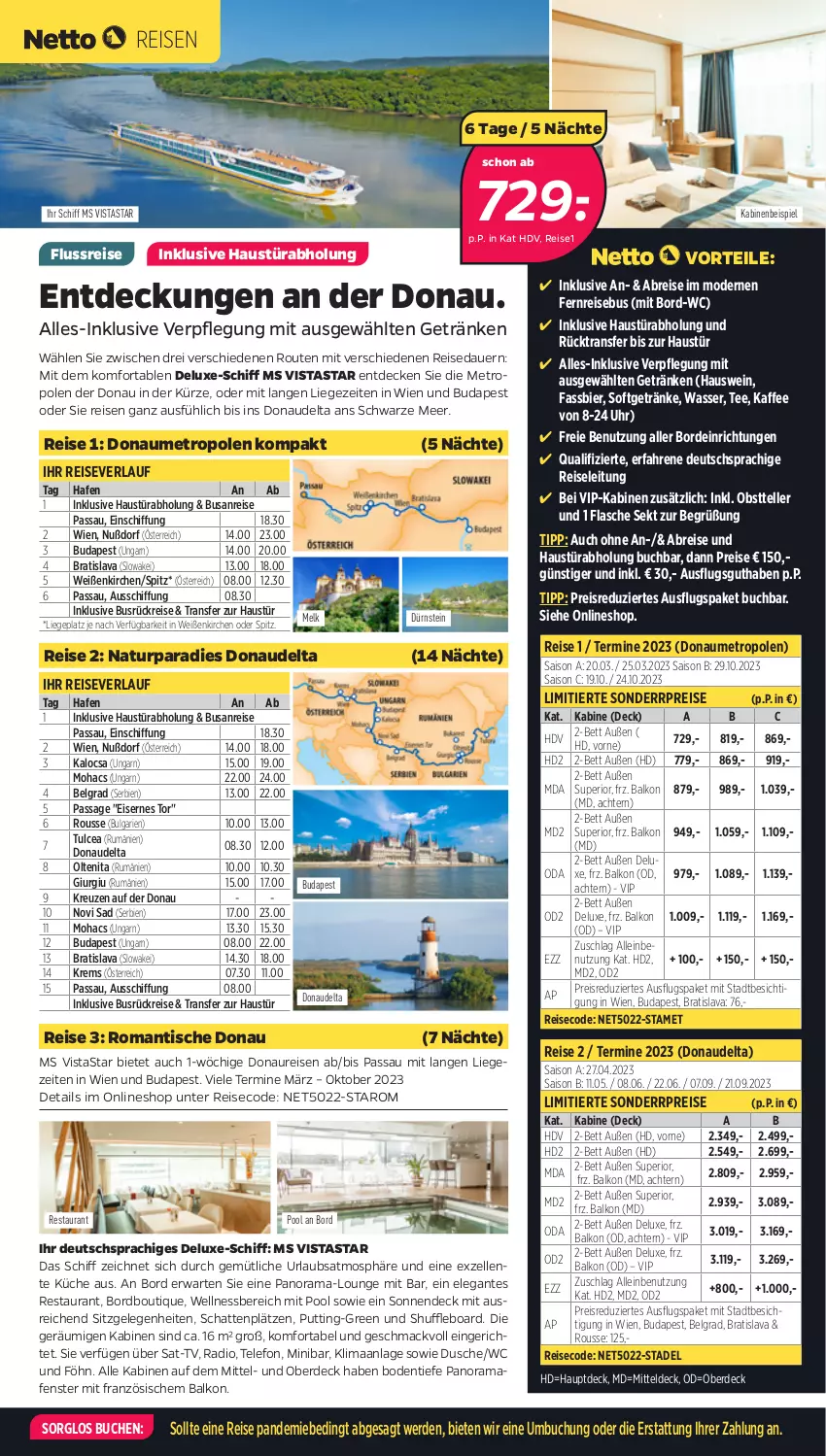 Aktueller Prospekt Netto - Woche 50-51 - von 12.12 bis 25.12.2022 - strona 3 - produkty: auer, aust, bett, bier, Brei, buch, decke, deutschsprachige reiseleitung, dusche, eis, elle, ente, erde, fenster, flasche, getränk, getränke, kaffee, küche, LG, Liege, mac, Metro, Mode, natur, obst, pool, Radio, rama, reis, reiseverlauf, rum, sekt, tee, telefon, teller, Ti, tisch, uhr, wasser, wein, wellnessbereich