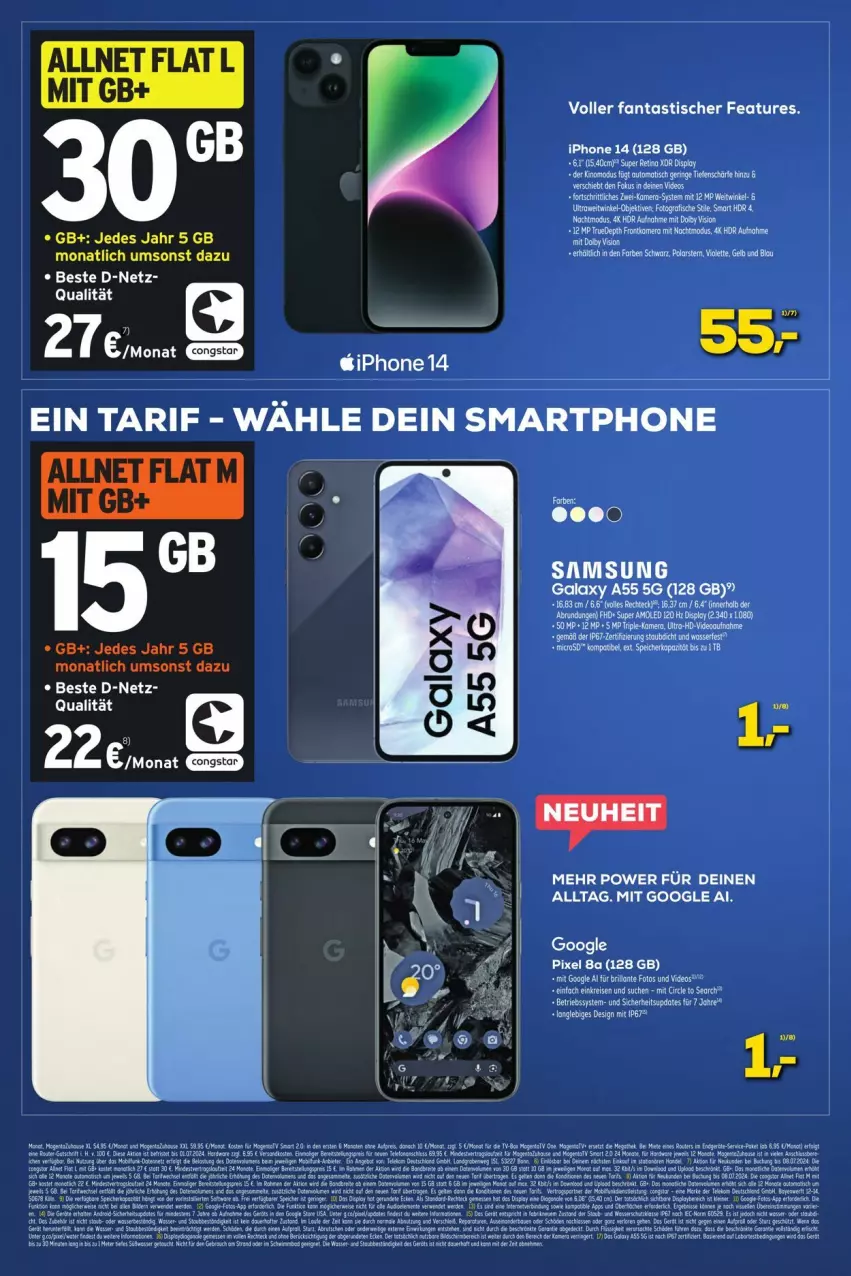 Aktueller Prospekt Euronics - Prospekte - von 13.06 bis 17.06.2024 - strona 7 - produkty: allnet flat, asti, bett, Betten, elle, fanta, fisch, fische, iphone, Samsung, samsung galaxy, Samsung Galaxy A, smartphone, Ti, tisch