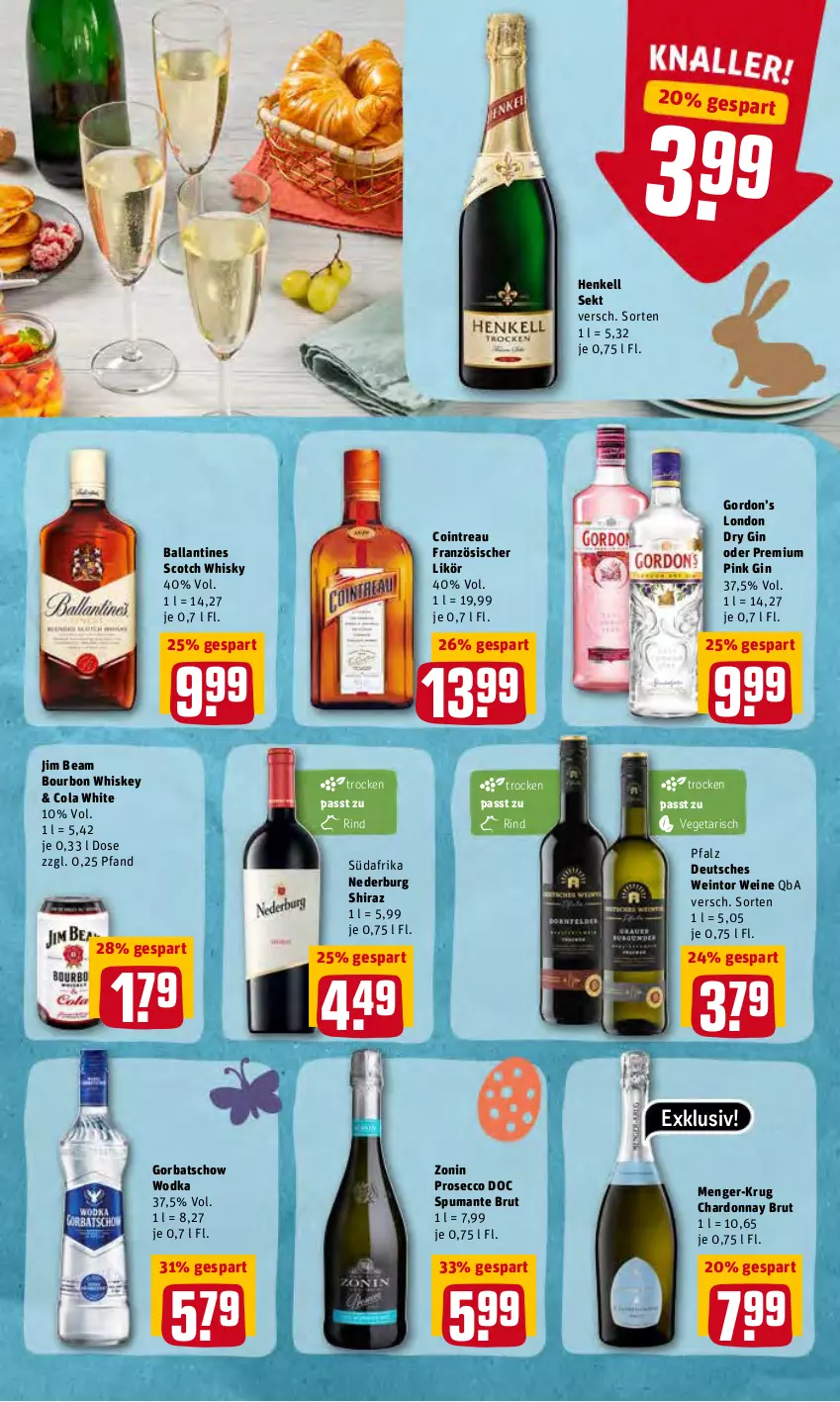 Aktueller Prospekt Rewe - Diese Woche im Angebot! - von 21.03 bis 26.03.2022 - strona 17 - produkty: ball, bourbon, bourbon whiskey, brut, chardonnay, cola, dry gin, ecco, gin, Gorbatschow, gorbatschow wodka, gordon, Gordon’s, henkel, henkell, henkell sekt, jim beam, likör, london dry, london dry gin, nederburg, prosecco, puma, rind, scotch, scotch whisky, sekt, spumante, Ti, Vegeta, wein, weine, whiskey, whisky, wodka, zonin