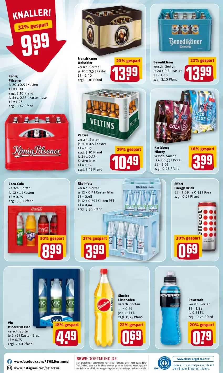 Aktueller Prospekt Rewe - Diese Woche im Angebot! - von 21.03 bis 26.03.2022 - strona 20 - produkty: Alwa, angebot, angebote, Benediktiner, bier, coca-cola, cola, drink, drucker, Effect, eis, energy drink, Engel, franziskaner, karlsberg, karlsberg mixery, kerze, könig pilsener, limo, limonade, limonaden, mineralwasser, Mixer, mixery, pils, pilsener, sinalco, Ti, veltins, wasser, weissbier