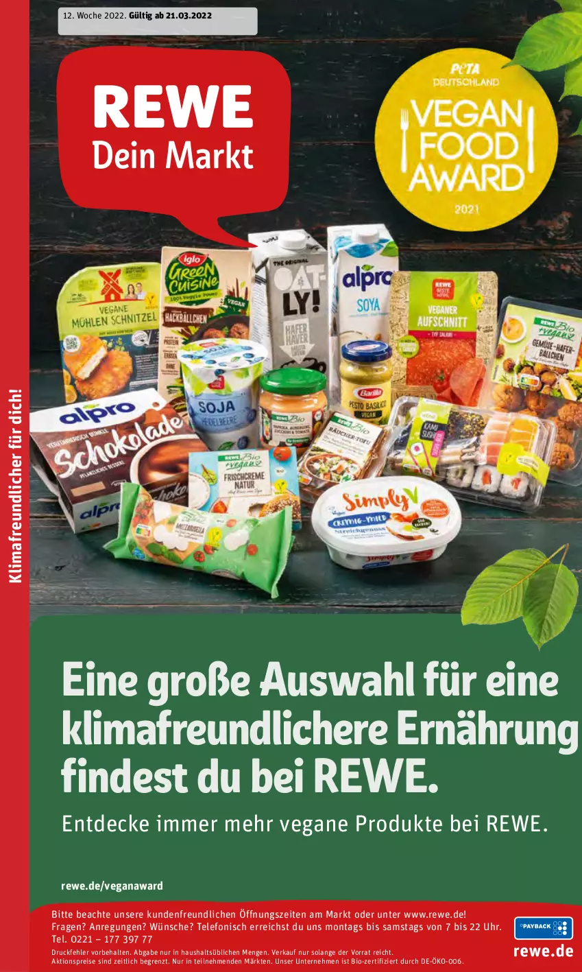 Aktueller Prospekt Rewe - Diese Woche im Angebot! - von 21.03 bis 26.03.2022 - strona 21 - produkty: aktionspreis, bio, decke, eis, reis, telefon, Ti, uhr