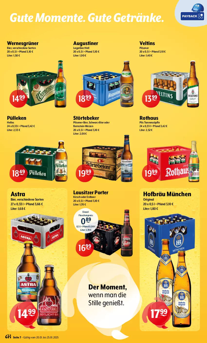 Aktueller Prospekt Getraenke Hoffmann - Prospekte - von 20.01 bis 25.01.2025 - strona 7 - produkty: Astra, bier, eis, elle, ente, flasche, getränk, getränke, gin, kirsch, Lagerbier, pils, pilsener, reis, störtebeker, Ti, veltins, veltins pilsener