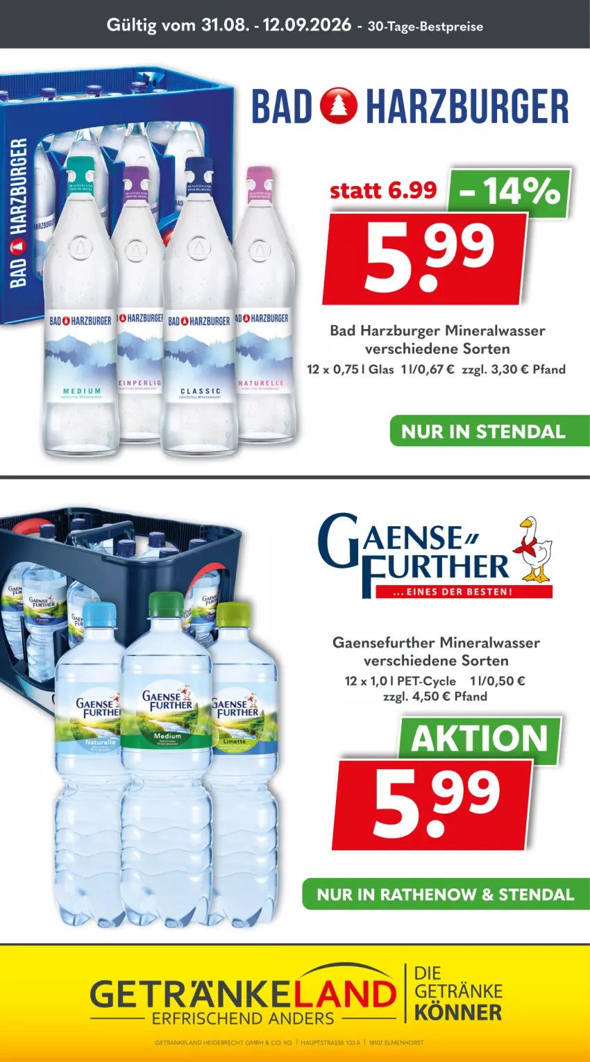 Aktueller Prospekt Getraenkeland - von 31.08 bis 12.09.2026 - strona 12 - produkty: Alwa, Bad, bestpreis, bestpreise, burger, eis, Elan, getränk, getränke, mineralwasser, reis, Ti, wasser