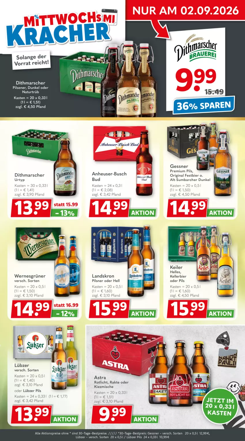 Aktueller Prospekt Getraenkeland - von 31.08 bis 12.09.2026 - strona 2 - produkty: aktionspreis, Astra, Bad, bestpreis, bestpreise, bier, eis, elle, Gessner, gin, Heu, kellerbier, Lübzer, mars, natur, pils, pilsener, pilsner, premium pils, reis, Ti, urtyp