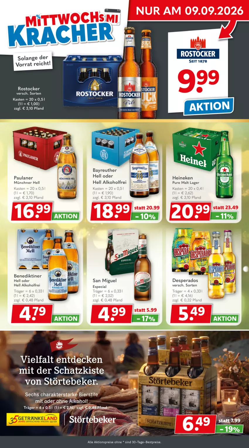 Aktueller Prospekt Getraenkeland - von 31.08 bis 12.09.2026 - strona 3 - produkty: aktionspreis, alkohol, Benediktiner, bestpreis, bestpreise, bier, decke, desperados, eier, eis, heineken, Paula, paulaner, reis, Rostocker, störtebeker, tee, Ti