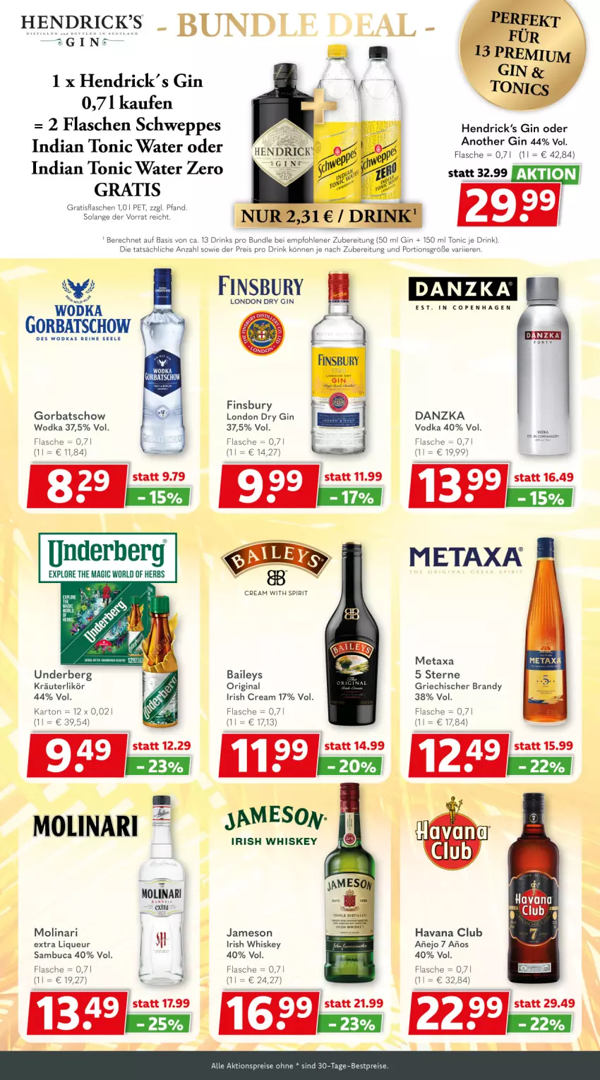 Aktueller Prospekt Getraenkeland - von 31.08 bis 12.09.2026 - strona 8 - produkty: aktionspreis, baileys, bestpreis, bestpreise, drink, drinks, dry gin, eis, finsbury, flasche, gin, Gorbatschow, Havana Club, irish cream, irish whiskey, jameson, kräuter, kräuterlikör, likör, liqueur, london dry, london dry gin, Metaxa, Molinari, reis, sambuca, schweppes, tee, Ti, tonic, tonic water, vodka, whiskey, wodka