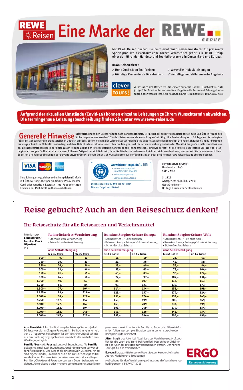 Aktueller Prospekt Rewe Reisen - Reiseprospekt - von 29.07 bis 27.08.2021 - strona 2