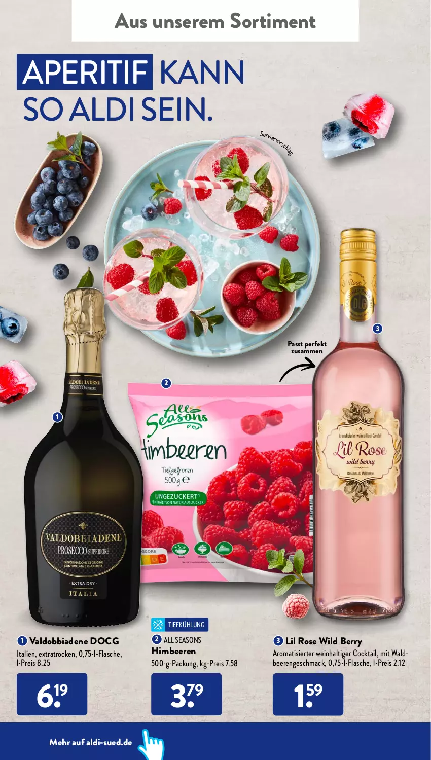 Aktueller Prospekt AldiSud - ALDI Aktuell - von 16.05 bis 21.05.2022 - strona 52 - produkty: aldi, aperitif, beere, beeren, cocktail, eis, flasche, himbeer, himbeere, himbeeren, mac, reis, Ti, valdo, wein, Wild, wild berry