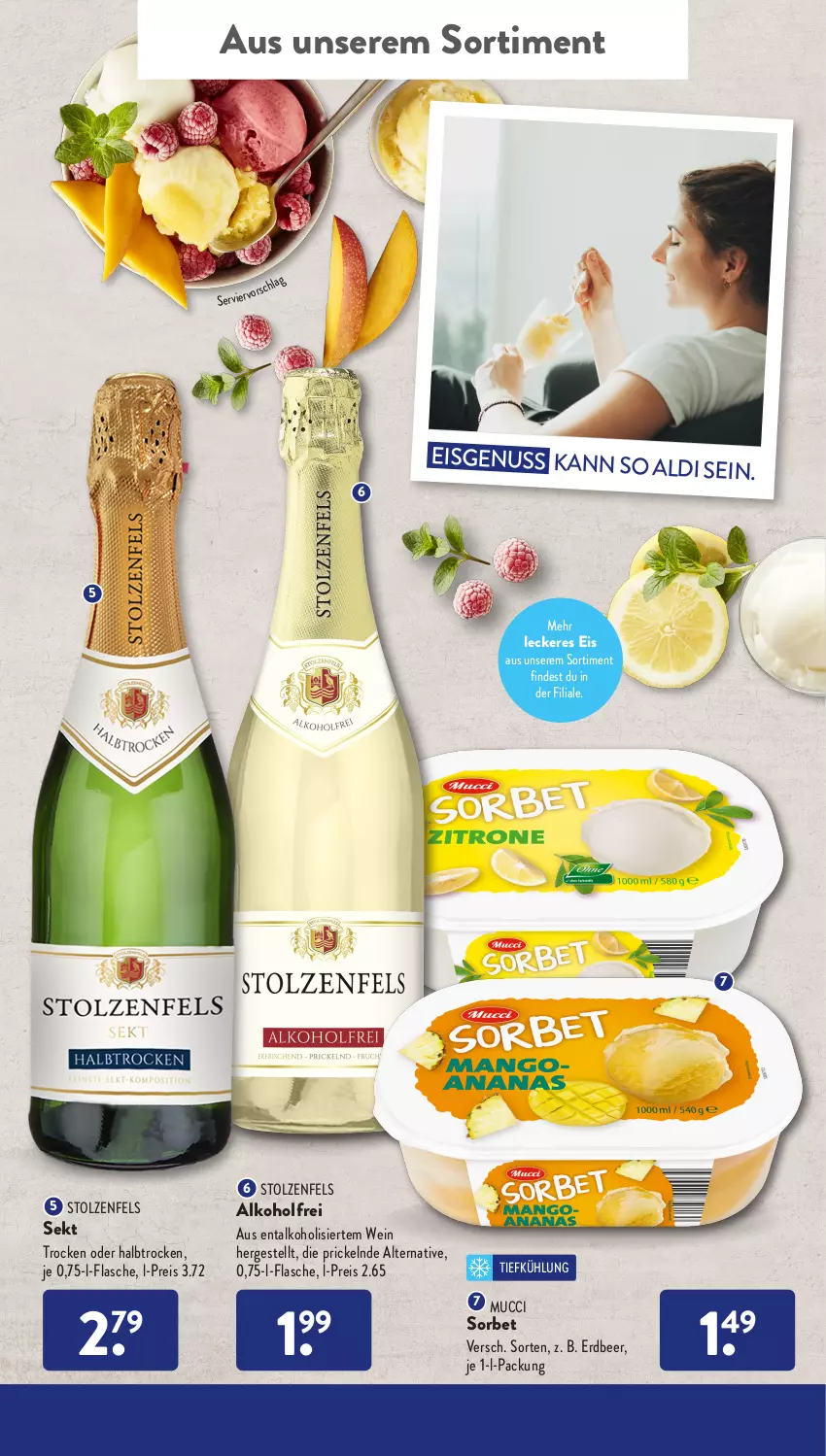 Aktueller Prospekt AldiSud - ALDI Aktuell - von 16.05 bis 21.05.2022 - strona 55 - produkty: alkohol, eis, flasche, nuss, reis, sekt, Sorbet, Ti, wein