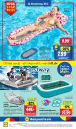 Gazetka promocyjna Lidl - Aktionsprospekt - Gazetka - ważna od 29.06 do 29.06.2024 - strona 40 - produkty: angebot, Bank, bestway, Brille, dell, eis, elle, ente, family pool, hängematte, Holz, kissen, kleid, Kleidung, kopfkissen, Laufen, leine, Liege, Mode, ndk, pool, reis, rum, Schal, Schale, sitzbank, Sport, Taucherbrille, Ti, wasser, Wasserhängematte, ZTE