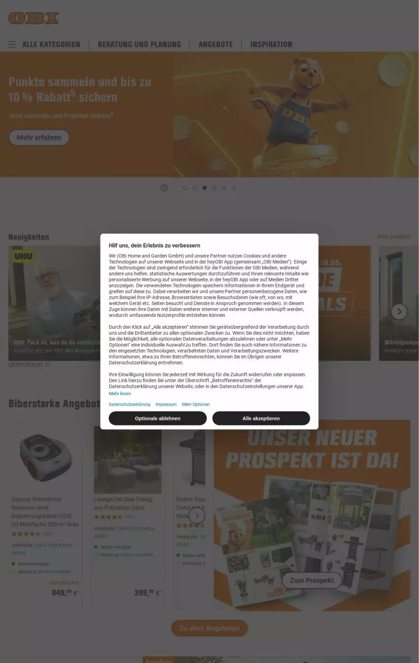 Aktueller Prospekt Obi - Prospekte - von 20.05 bis 28.05.2025 - strona 1 - produkty: cookie, cookies, eis, elle, erde, Persona, reifen, rel, ritter, rwe, Ti, Tiere, tisch, weck, Yo, ZTE