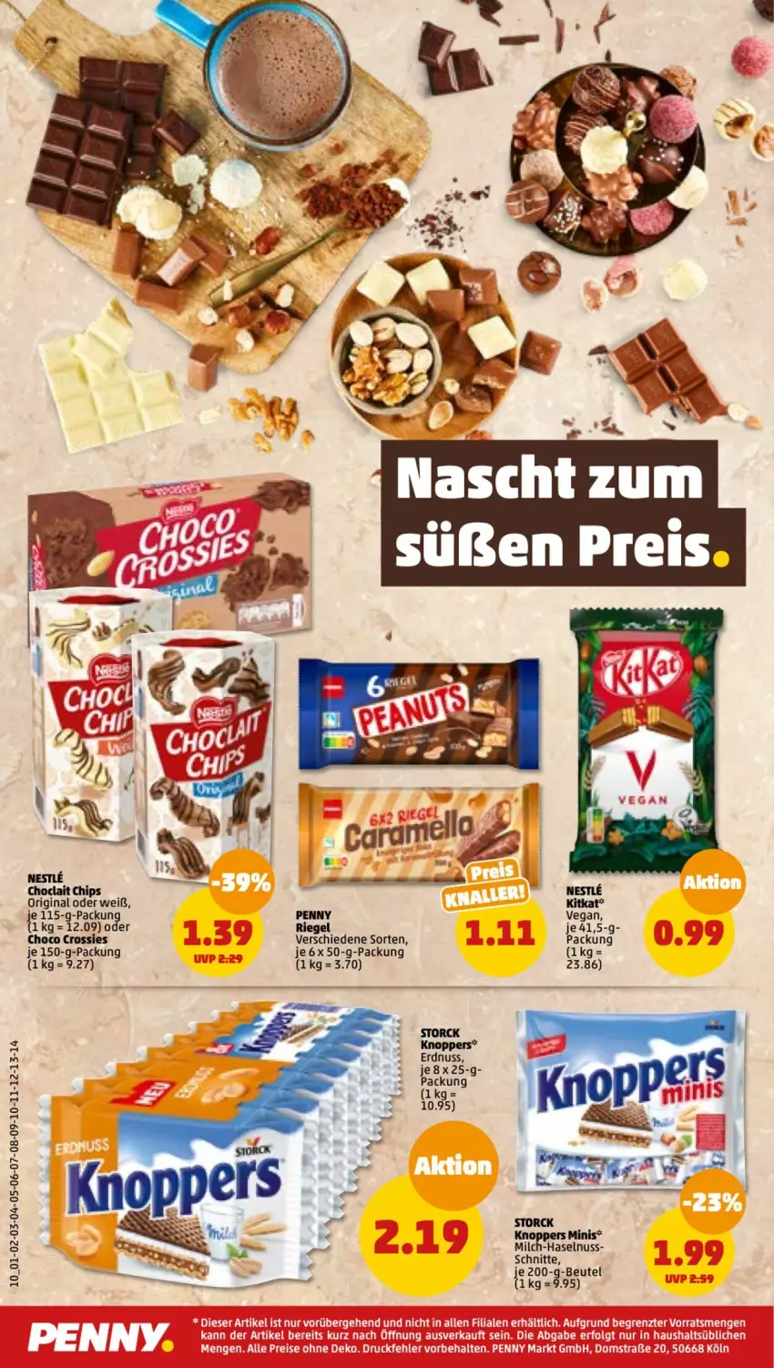 Aktueller Prospekt Penny - Prospekte - von 10.10 bis 15.10.2022 - strona 10 - produkty: beutel, chips, choclait chips, choco crossies, crossies, eis, erdnuss, gin, haselnuss, knoppers, LG, milch, nuss, reis, riegel, storck, Ti, ZTE