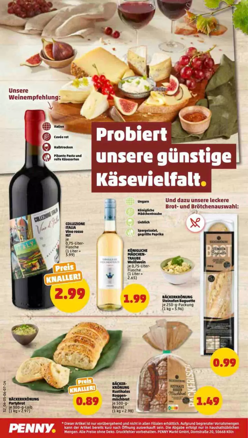 Aktueller Prospekt Penny - Prospekte - von 10.10 bis 15.10.2022 - strona 32 - produkty: beutel, brot, brötchen, eis, flasche, grill, Käse, paprika, pasta, reis, salat, spargel, Ti, wein, weine, ZTE