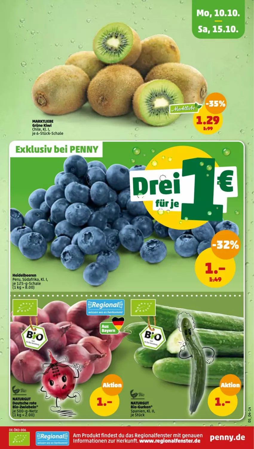 Aktueller Prospekt Penny - Prospekte - von 10.10 bis 15.10.2022 - strona 5 - produkty: beere, beeren, fenster, heidelbeere, heidelbeeren, kiwi, Schal, Schale