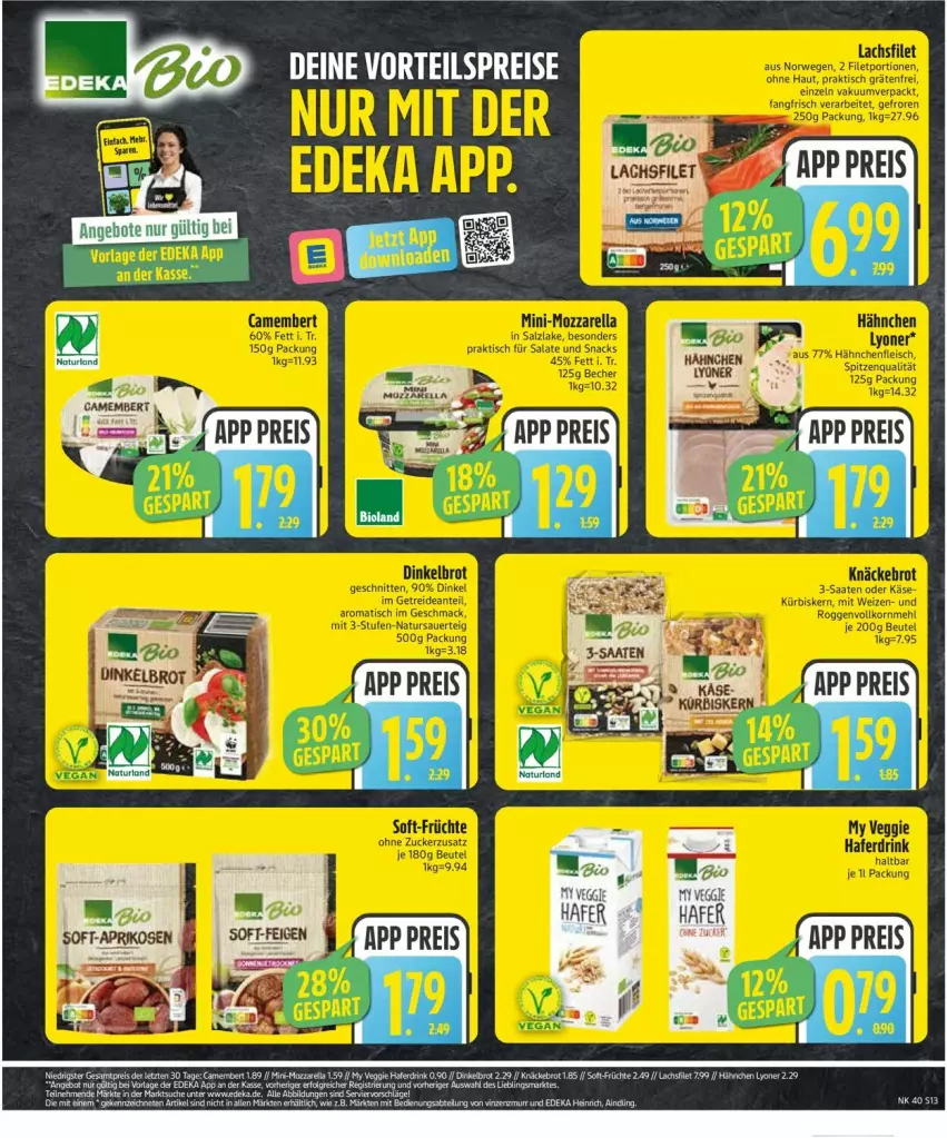 Aktueller Prospekt Edeka - Prospekte - von 29.09 bis 04.10.2025 - strona 13 - produkty: brot, camembert, Dinkelbrot, filet, früchte, knäckebrot, lachs, lachsfilet, lyoner, Ti, Yo