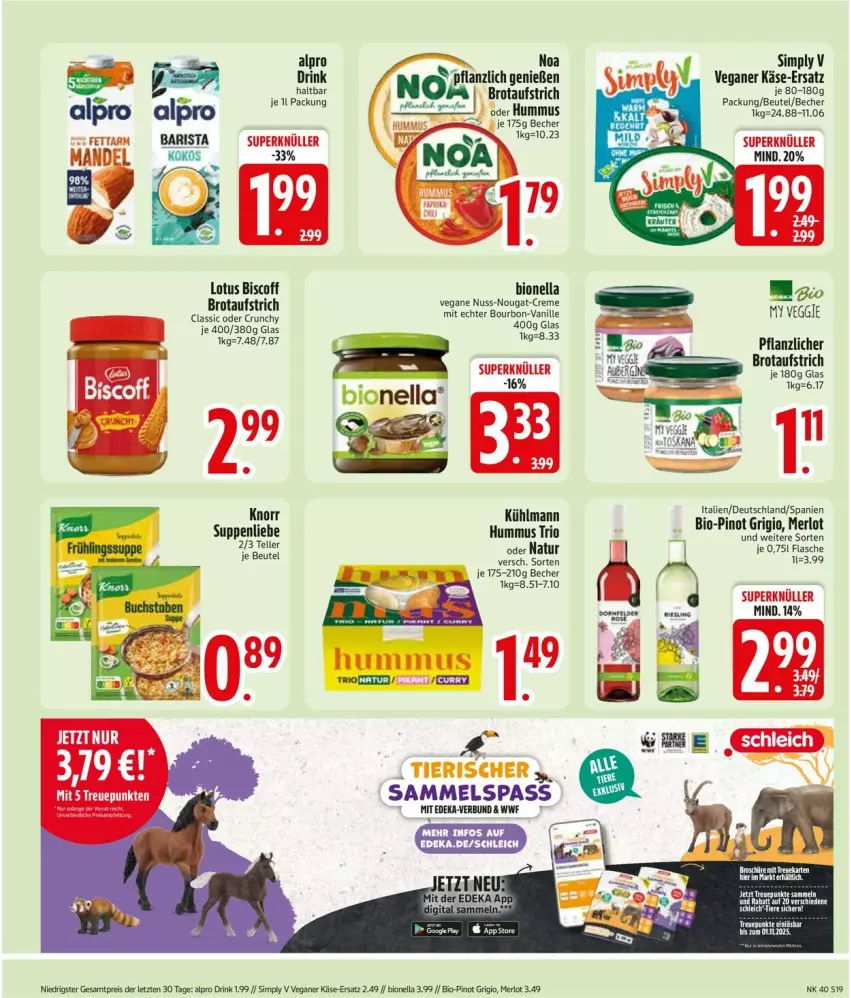 Aktueller Prospekt Edeka - Prospekte - von 29.09 bis 04.10.2025 - strona 19 - produkty: alpro, aufstrich, Becher, beutel, bio, biscoff, bourbon, brot, brotaufstrich, creme, deka, drink, eis, elle, flasche, hummus, Käse, knorr, kokos, kühlmann, merl, merlot, natur, nuss, nuss-nougat-creme, Pinot, pinot grigio, reis, sim, suppe, suppen, suppenliebe, teller, Ti, vanille, veggie, ZTE