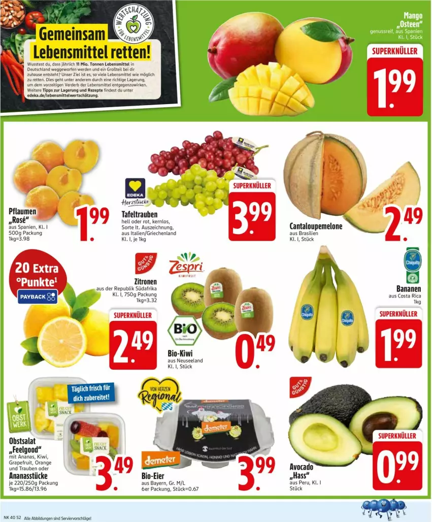 Aktueller Prospekt Edeka - Prospekte - von 29.09 bis 04.10.2025 - strona 2 - produkty: ananas, Ananasstücke, banane, bananen, bio, deka, eier, eis, Elan, erde, grapefruit, kiwi, lebensmittel, LG, melone, obst, orange, rezept, rezepte, salat, Ti, trauben, zitrone, zitronen