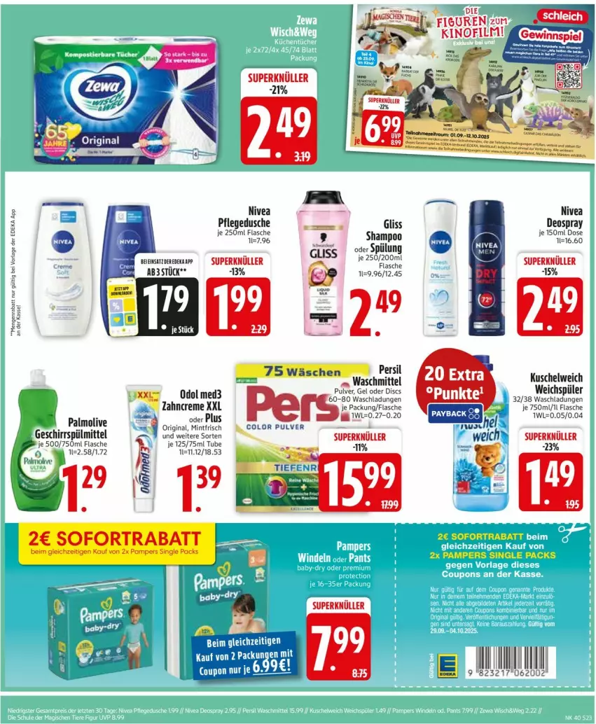 Aktueller Prospekt Edeka - Prospekte - von 29.09 bis 04.10.2025 - strona 23 - produkty: creme, flasche, geschirr, geschirrspülmittel, gin, Kuschelweich, mint, nivea, olive, palmolive, persil, shampoo, spülmittel, spülung, weichspüler