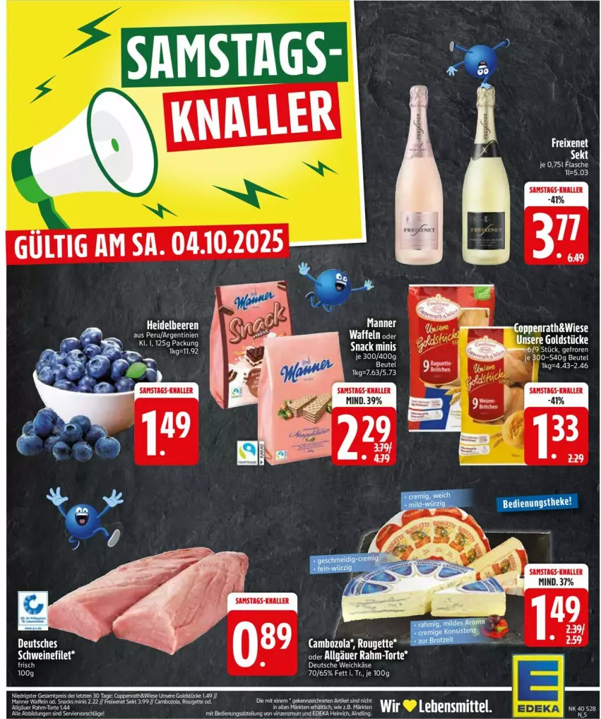 Aktueller Prospekt Edeka - Prospekte - von 29.09 bis 04.10.2025 - strona 28 - produkty: baguette, beutel, cambozola, deka, ente, freixenet, Käse, lebensmittel, Manner, rouge, rougette, sekt, snack, snacks, tee, Ti, torte, waffeln, weichkäse