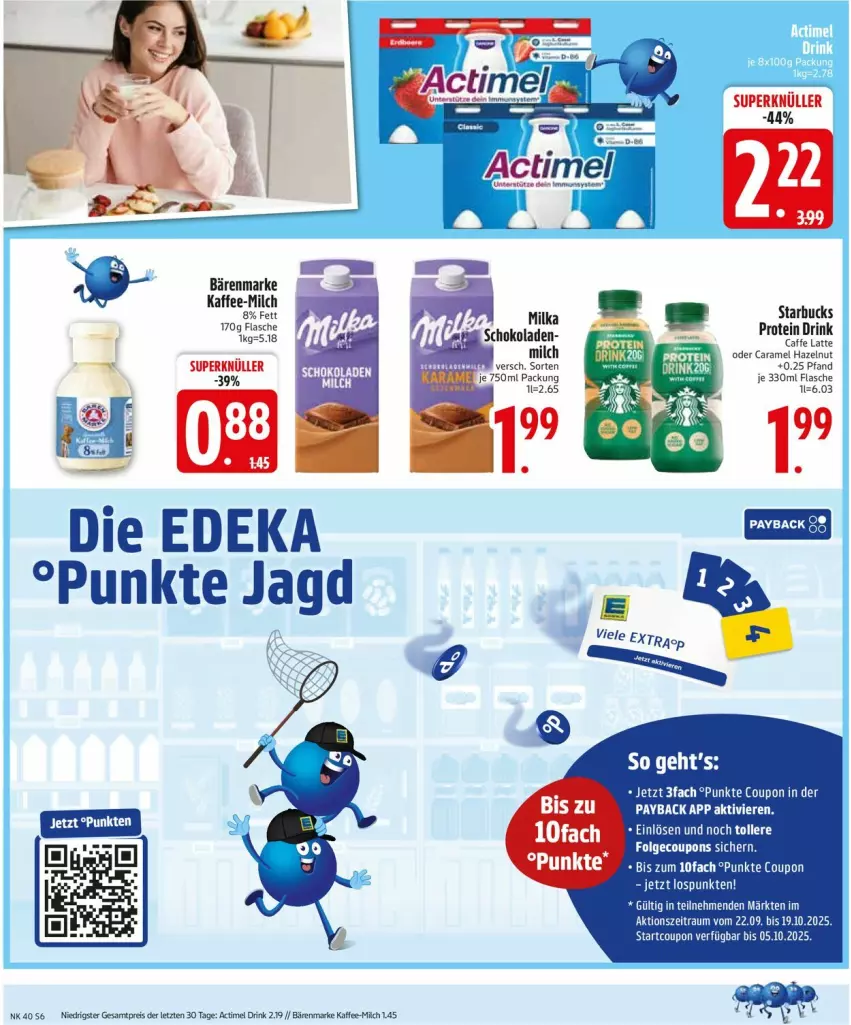 Aktueller Prospekt Edeka - Prospekte - von 29.09 bis 04.10.2025 - strona 6 - produkty: actimel, actimel drink, bärenmarke, caffe, caramel, coupon, coupons, deka, drink, eis, ente, flasche, kaffee, latte, LG, milch, payback, reis, starbucks, Ti, ZTE
