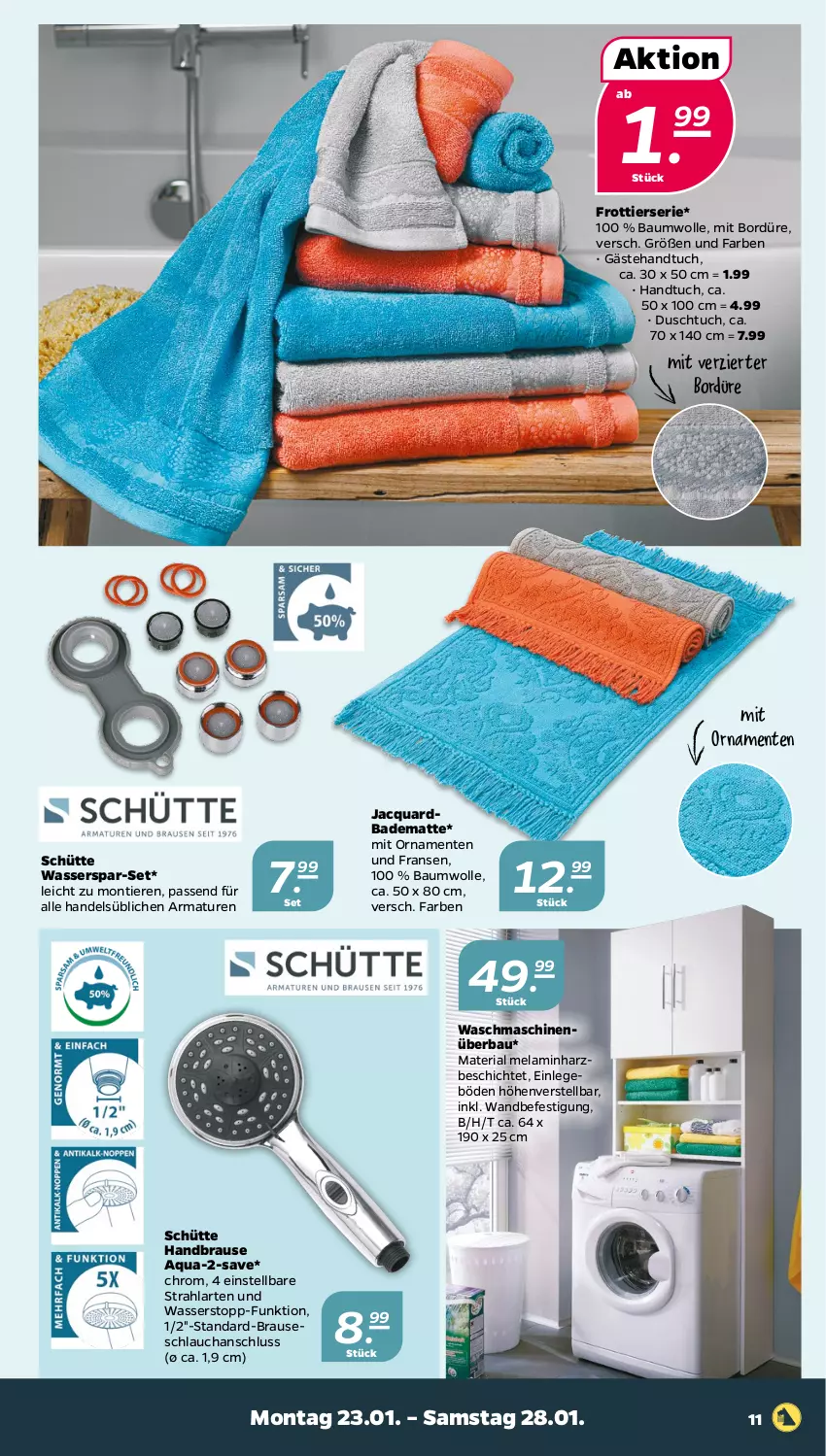 Aktueller Prospekt Netto - Woche 4 - von 23.01 bis 28.01.2023 - strona 11 - produkty: aqua, armatur, armaturen, Bad, badematte, Bau, baumwolle, brause, brauseschlauch, duschtuch, ente, handbrause, handtuch, passend für alle, Ria, schlauch, Ti, Tiere, tuc, waschmaschine, waschmaschinen, wasser, wolle