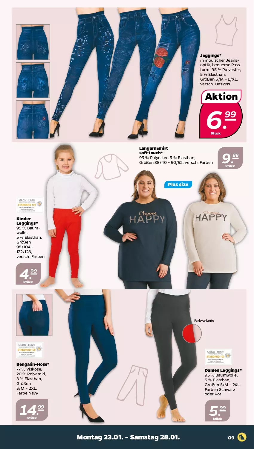 Aktueller Prospekt Netto - Woche 4 - von 23.01 bis 28.01.2023 - strona 9 - produkty: Bau, baumwolle, Bengalin, gin, hose, jeans, Kinder, Langarmshirt, leggings, Ria, shirt, Ti, wolle