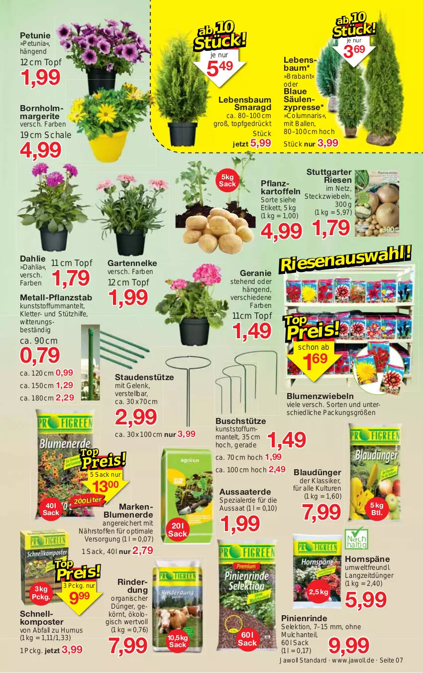 Aktueller Prospekt Jawoll - Prospekte - von 16.04 bis 22.04.2023 - strona 11 - produkty: ball, Bau, blume, blumen, blumenerde, dahlie, dünger, eis, erde, Garten, gartennelke, geranie, kartoffel, kartoffeln, Komposter, Mantel, petunie, Pflanzkartoffeln, rind, rinder, sac, Schal, Schale, Spezi, stauden, Ti, topf, zwiebel, zwiebeln