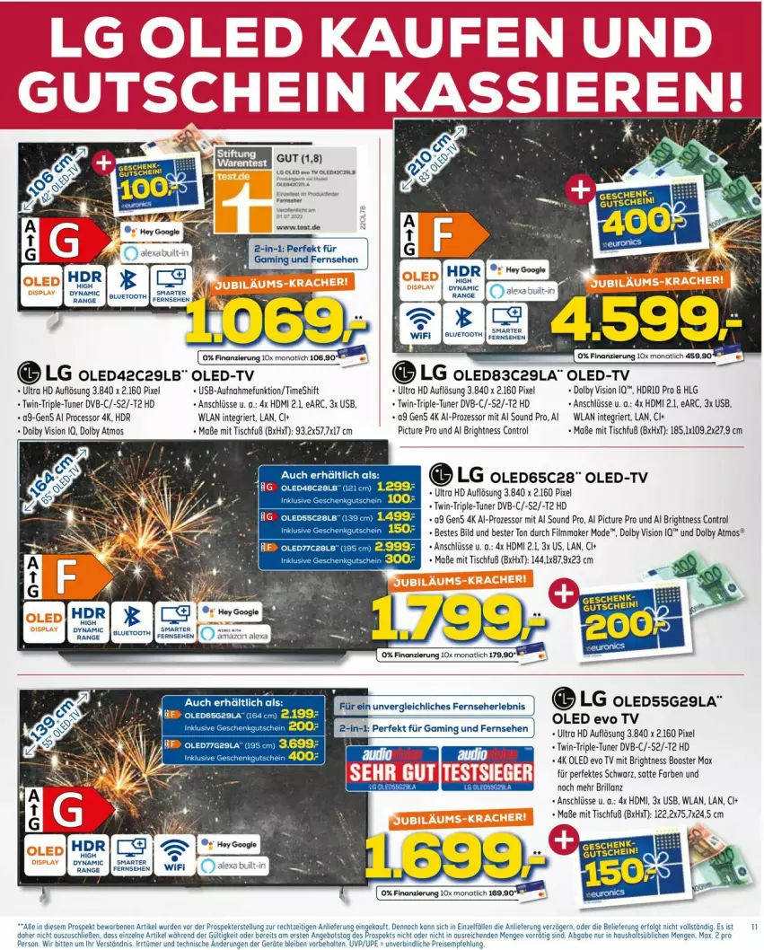 Aktueller Prospekt Euronics - Prospekte - von 04.01 bis 11.01.2023 - strona 11 - produkty: angebot, dvb, eis, HDMI, leds, LG, Mode, Oled-TV, reis, Ti, tisch, tuner, usb