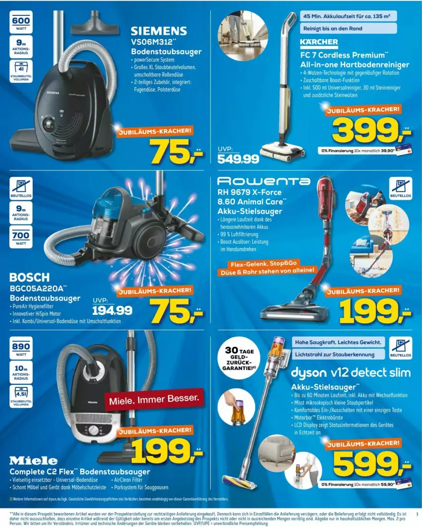 Aktueller Prospekt Euronics - Prospekte - von 04.01 bis 11.01.2023 - strona 5 - produkty: akku, bodenstaubsauger, bosch, bürste, Dyson, Elektro, Hartbodenreiniger, karcher, reiniger, Schal, siemens, staubsauger, Stielsauger, tee, Ti