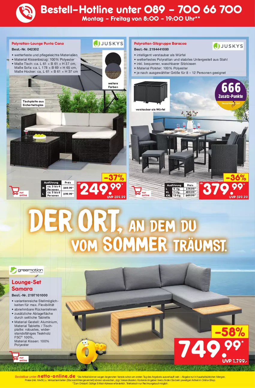 Aktueller Prospekt Netto Marken-Discount - Filial-Angebote - von 11.04 bis 15.04.2023 - strona 43 - produkty: angebot, eis, hocker, Holz, HP, Intel, kissen, Kissenbezug, latte, LG, lounge-set, ndk, reis, Ria, rückenlehne, sitzkissen, Sofa, tablet, tablett, telefon, Ti, tisch, tischplatte, uhr, würfel, ZTE