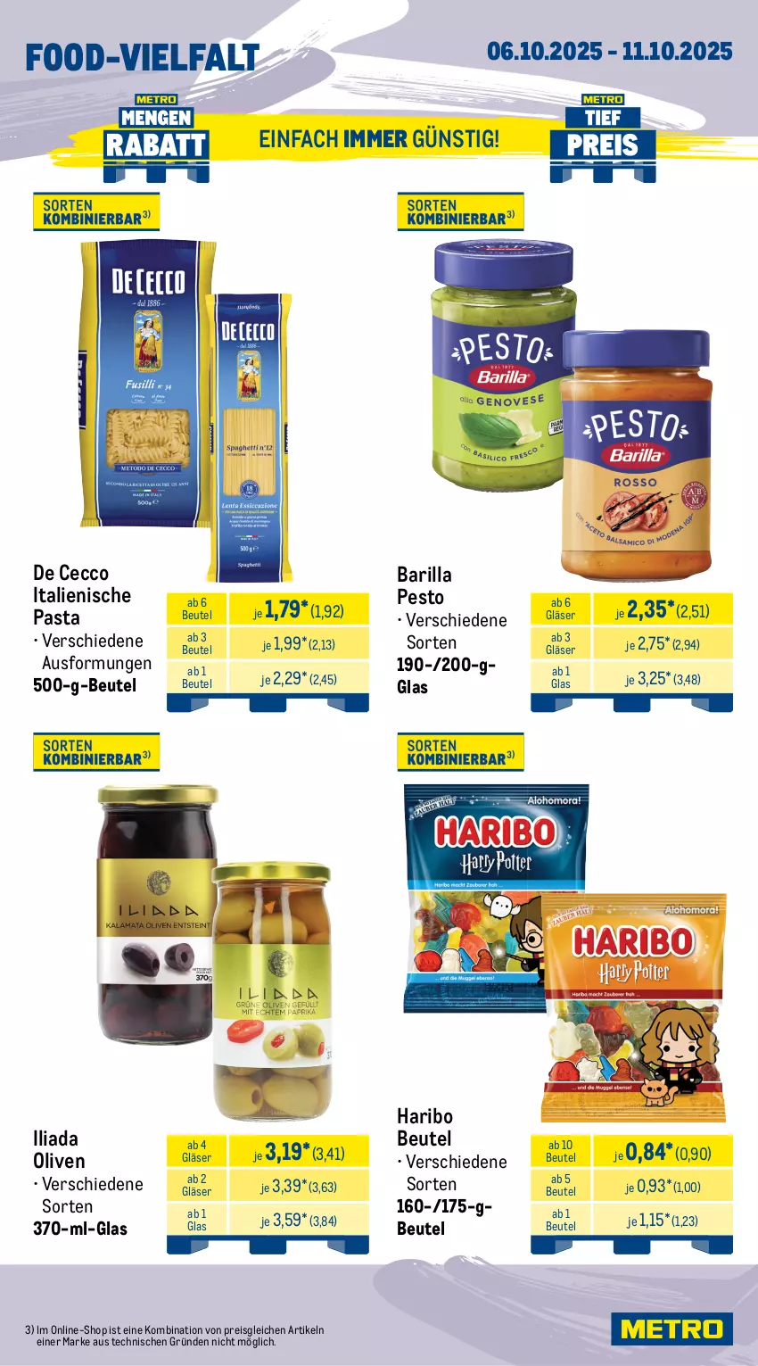 Aktueller Prospekt Metro - Wochen-Angebote - von 06.10 bis 11.10.2025 - strona 12 - produkty: angebot, barilla, beutel, bohne, bohnen, caffè crema, De Cecco, drink, ecco, Effect, eis, energy drink, Gläser, haribo, italienische pasta, jacobs, jacobs krönung, lavazza, lindor, lindt, Metro, metro gastro, olive, oliven, pasta, pesto, reis, Ti