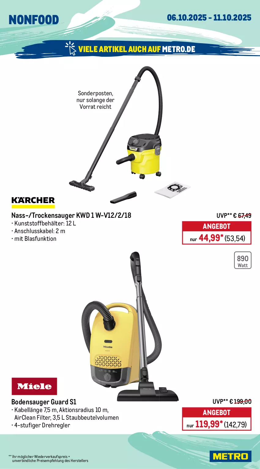 Aktueller Prospekt Metro - Wochen-Angebote - von 06.10 bis 11.10.2025 - strona 17 - produkty: akku, angebot, Behälter, beutel, bodensauger, bürste, Dyson, eis, Elektro, elle, flasche, kraft, lenor, lenor weichspüler, mac, Metro, persil, reis, sonderposten, staubbeutel, staubsauger, teller, Ti, Tiere, Trockensauger, vollwaschmittel, waschmittel, weichspüler