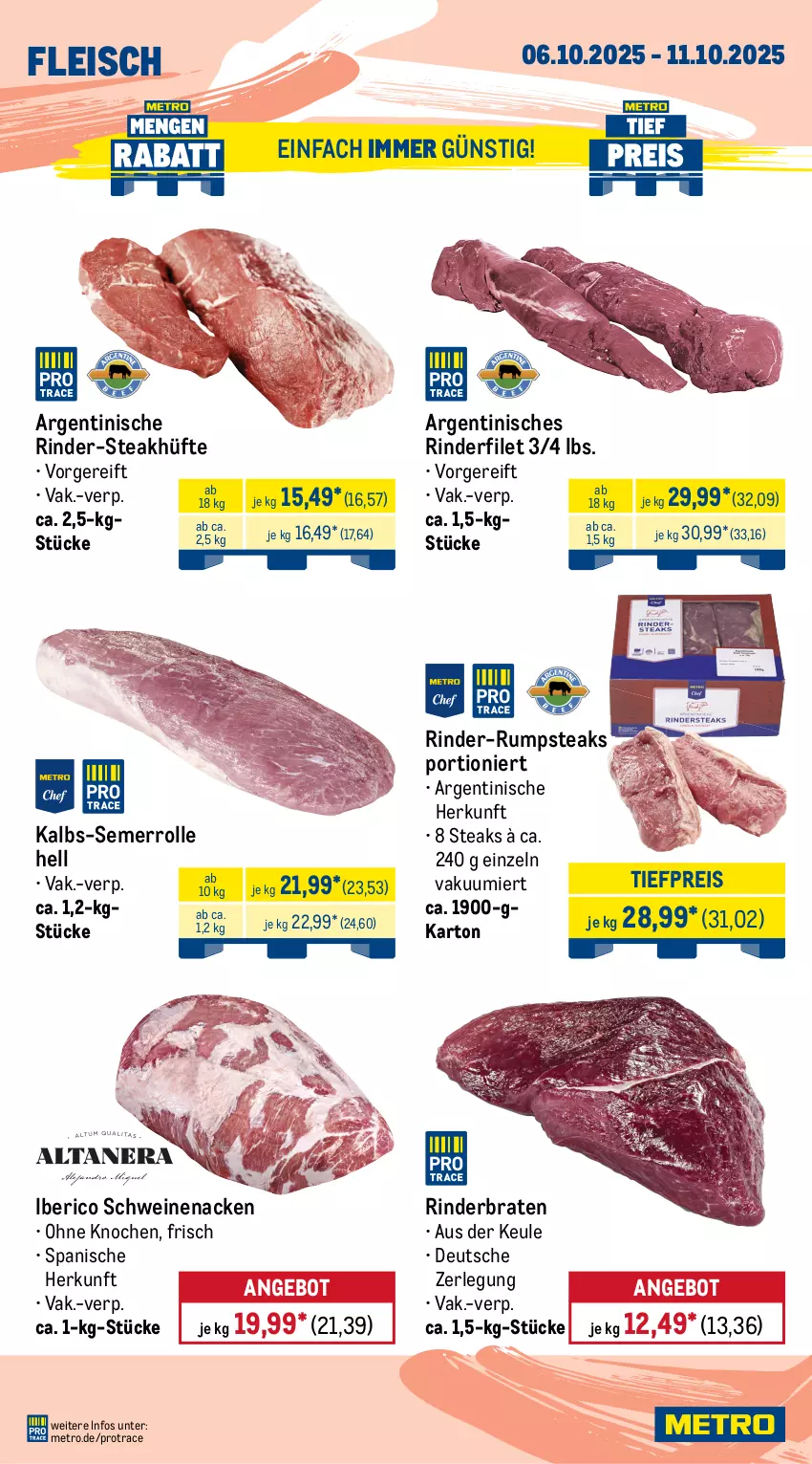 Aktueller Prospekt Metro - Wochen-Angebote - von 06.10 bis 11.10.2025 - strona 2 - produkty: angebot, Bau, braten, eis, entrecôte, filet, fleisch, gewürz, gulasch, gurke, küche, Küchen, Metro, reis, rind, rinder, rinder-rumpsteak, rinderbraten, rinderfilet, Rinderroulade, rinderrouladen, rindfleisch, rouladen, rum, rumpsteak, Schal, Schale, schnitten, schwein, schweine, schweinenacken, senf, Speck, steak, steakhüfte, steaks, Ti, tiefpreis, wein, weine, Wild, zwiebel